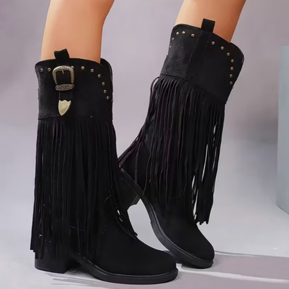 UrbanChic™ | Botas Ortopédicas con Flecos y Tacón